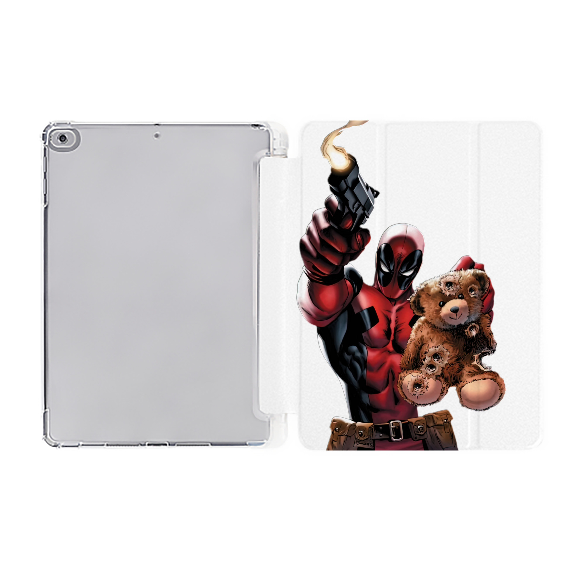 （画像用） Deadpool デッドプール IPad ケース ペン収納付き 三つ折りスタンド PUレザー×シリコン 対応機種9.5/10.5/10.9インチ
